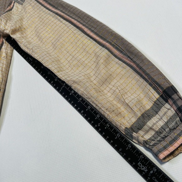 Free People XS Buttondown Tunic Dress Plaid Long Sleeves Pink Gray, Oversized - Picture 7 of 11